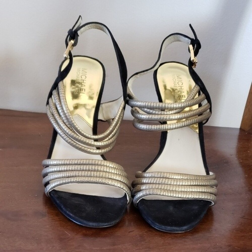 Michael Michael Kors Cameron Black & Gold Women's Heels Size 9